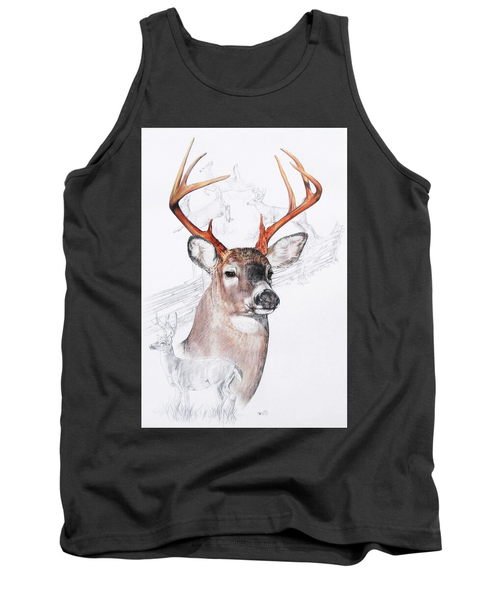 Deer Tank Top featuring the mixed media White-Tailed Deer by Barbara Keith