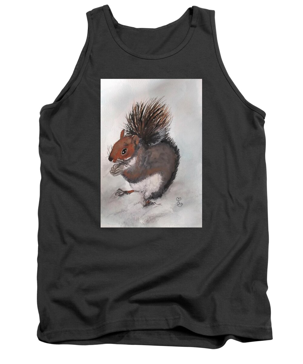 Squirrel Tank Top featuring the painting Who's had me nuts by Carole Robins