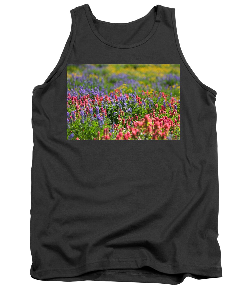 Wildflower Tank Top featuring the photograph Wildflower Meadow and Hummingbird by Brett Pelletier