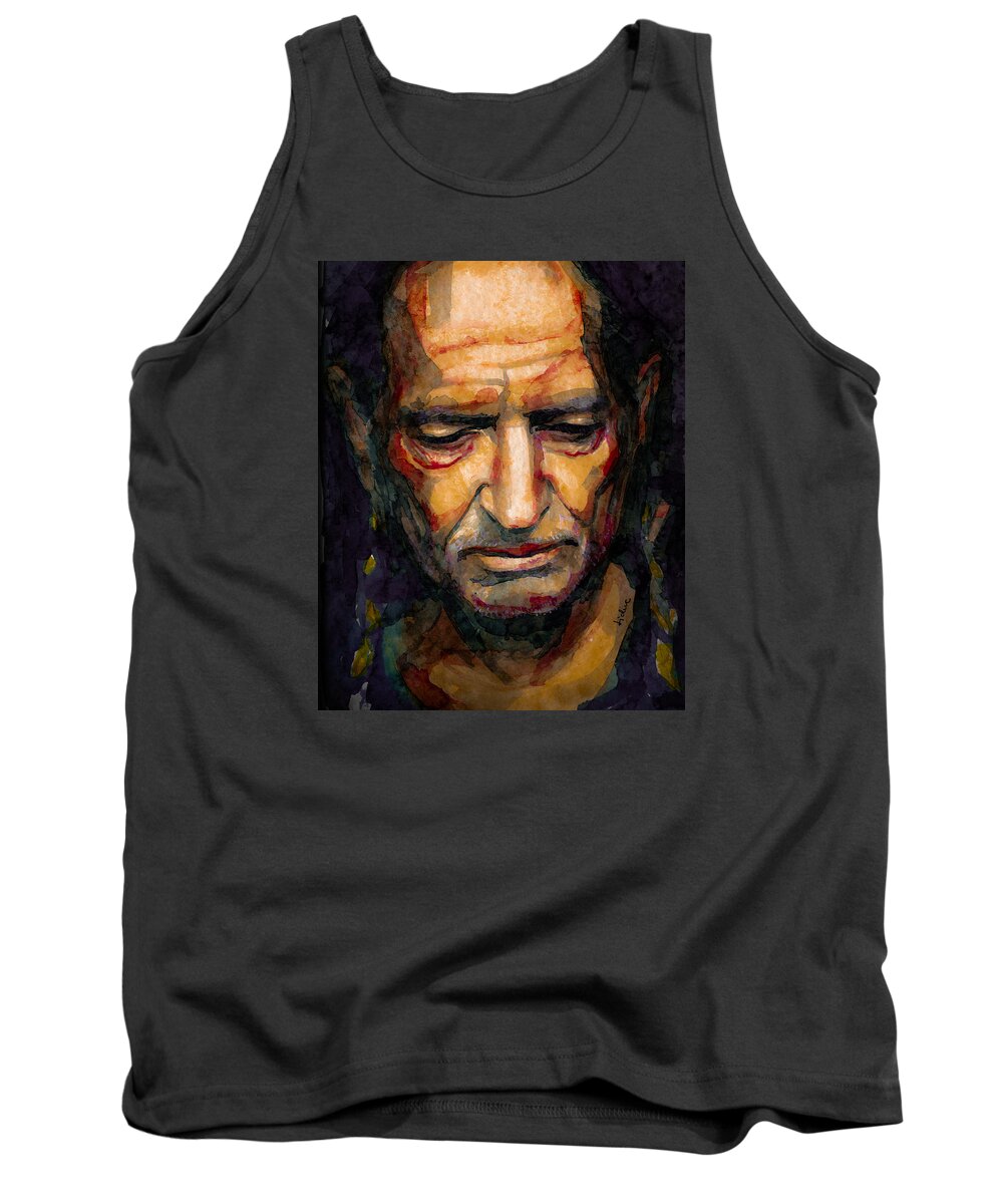 Willie Nelson Tank Top featuring the painting Willie Nelson portrait 2 by Laur Iduc