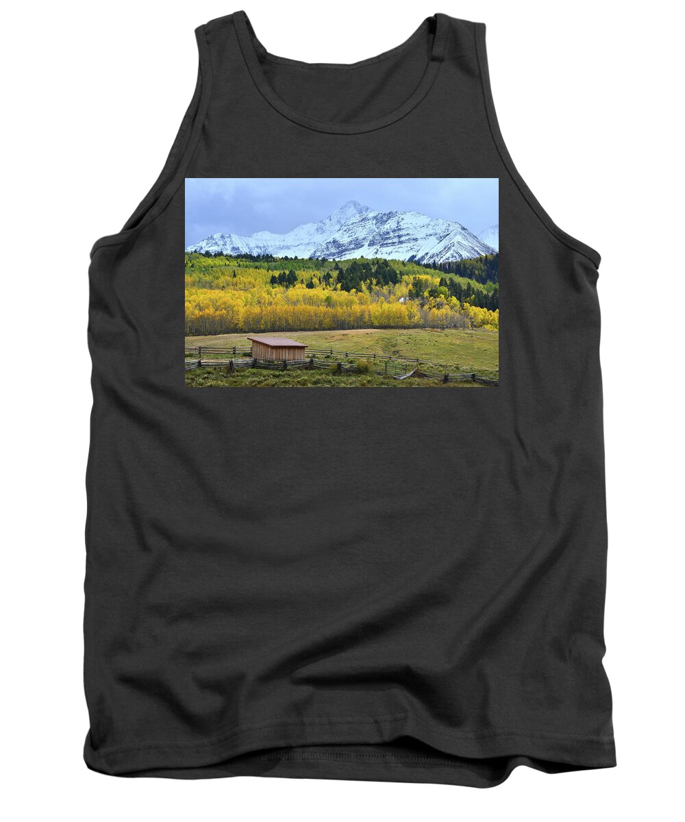 Colorado Tank Top featuring the photograph Wilson Mesa Ranch Fall Colors by Ray Mathis
