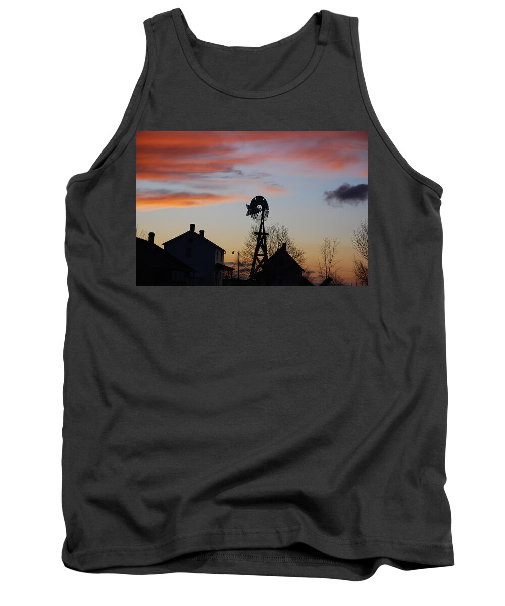 Sunset Tank Top featuring the photograph Windmill Sunset by Wanda Jesfield