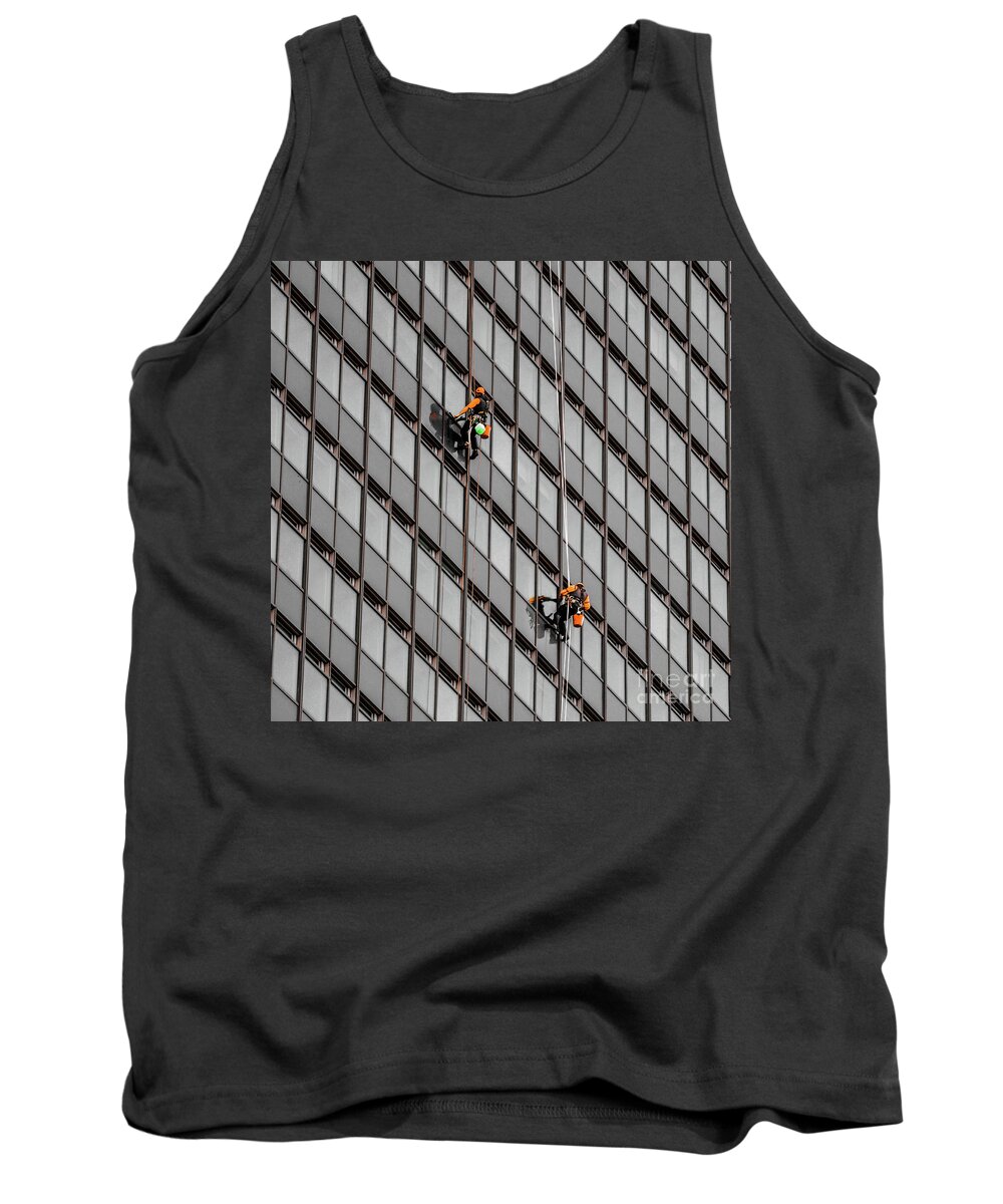 Square Tank Top featuring the photograph Window Washers by David Meznarich
