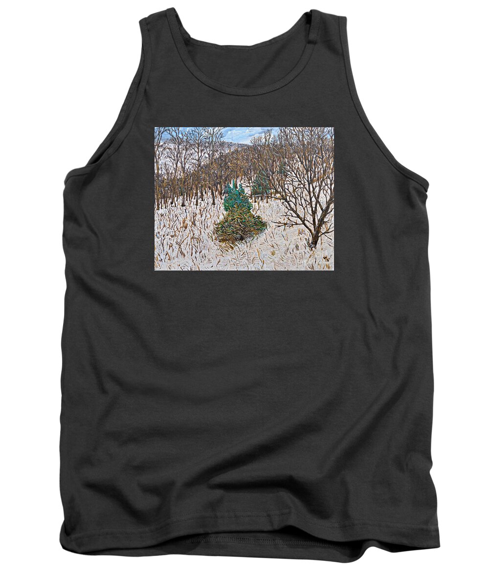 Winter Field Tank Top featuring the painting Winter Field by Richard Wandell