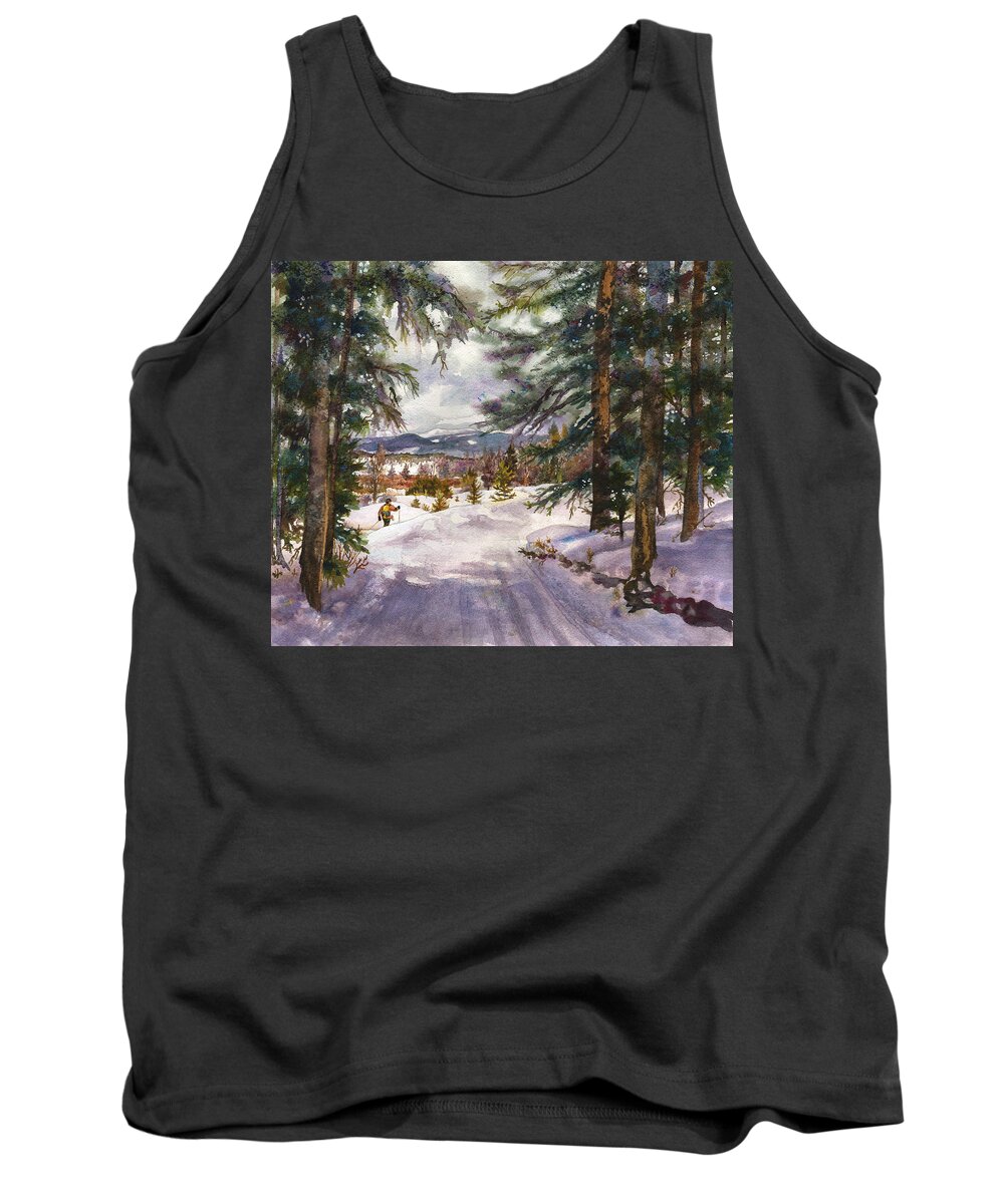 Colorado Snowy Mountains Painting Tank Top featuring the painting Winter Solace by Anne Gifford