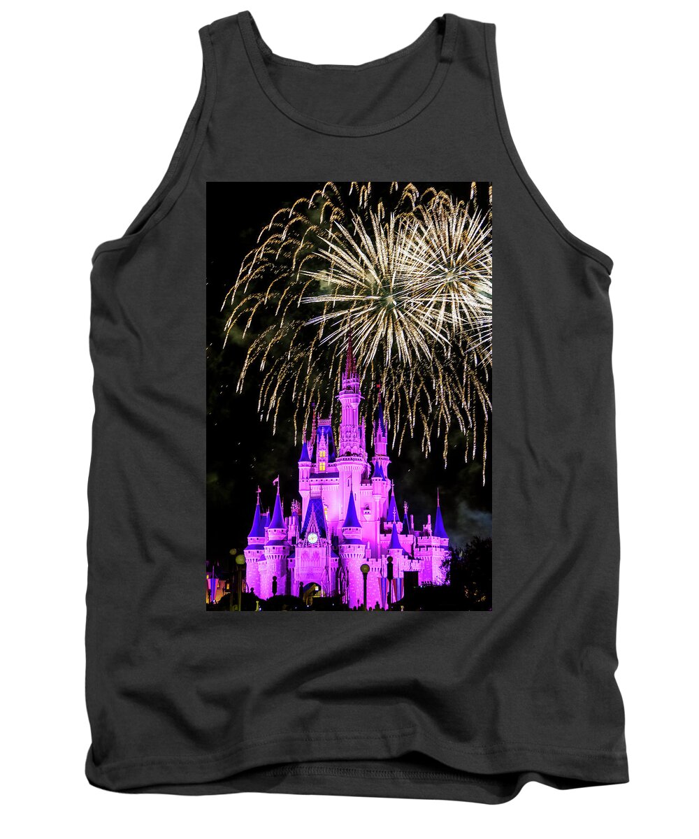 Disney Tank Top featuring the photograph Wishes fireworks Disney world by Andy Myatt