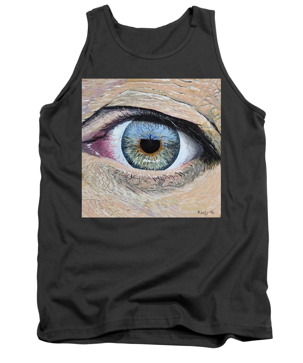 Eye Tank Top featuring the painting Witness by Kevin Daly
