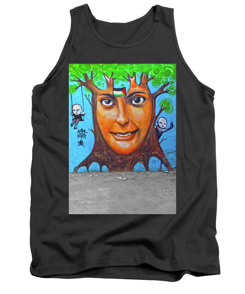 Palestine Tank Top featuring the photograph Woman Tree by Munir Alawi