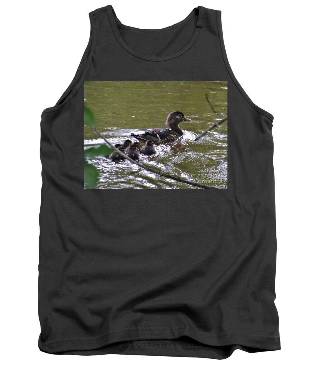 Birds Tank Top featuring the photograph Wood Duck and Ducklings by Christopher Plummer