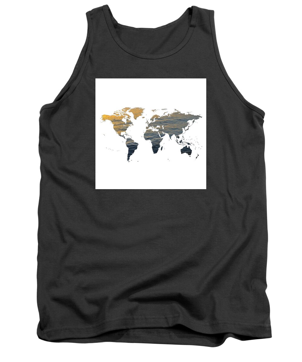 World Map Tank Top featuring the photograph World Map - Ocean Texture by Marianna Mills