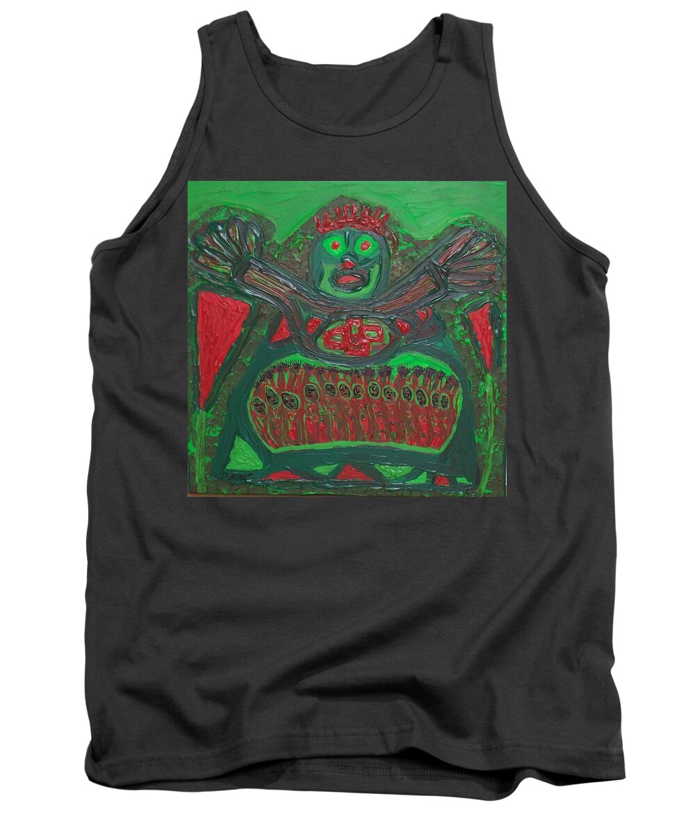 Multicultural Nfprsa Product Review Reviews Marco Social Media Technology Websites \\\\in-d�lj\\\\ Darrell Black Definism Artwork Tank Top featuring the mixed media Worship of a green demigod by Darrell Black