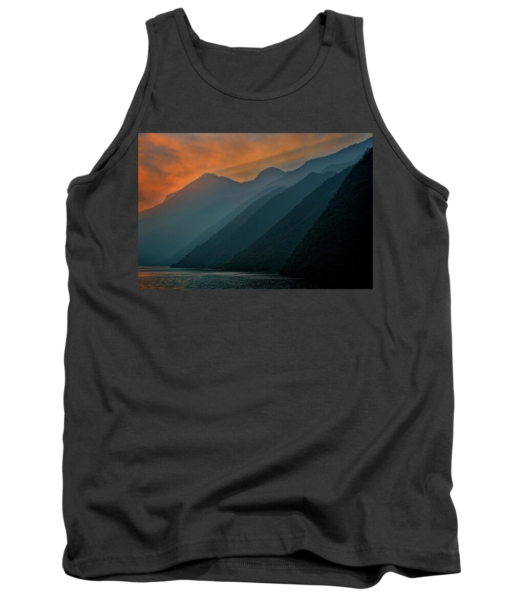 Asian Tank Top featuring the photograph Wu Gorge Sunrise by Ray Kent