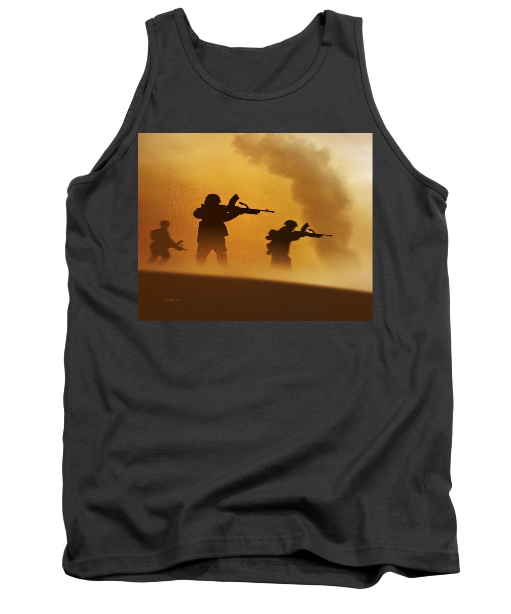 Ww2 Tank Top featuring the digital art WW2 British Soldiers on the attack by John Wills