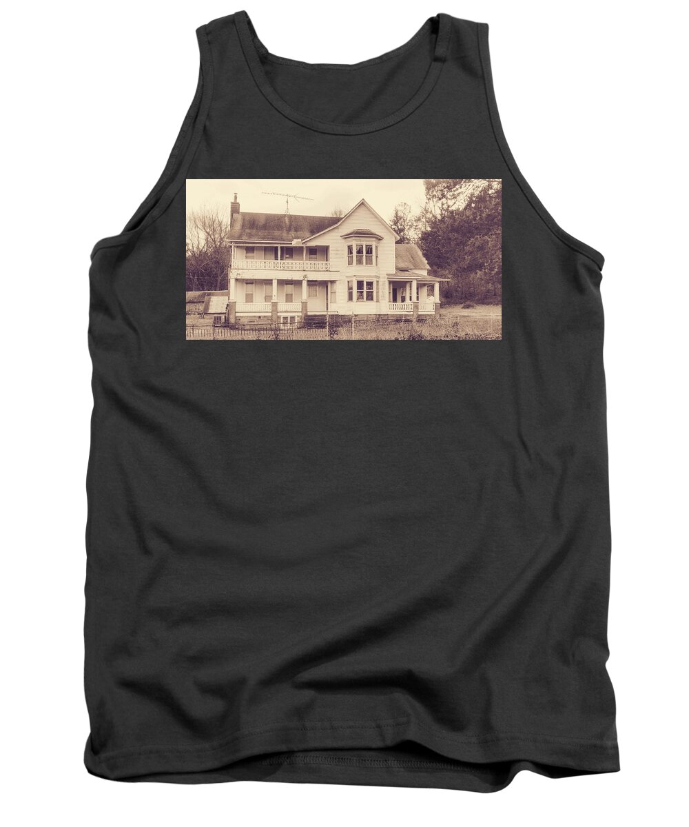 Black And White. Old Victorians Home. Tank Top featuring the photograph Yesterday by Mary Halpin