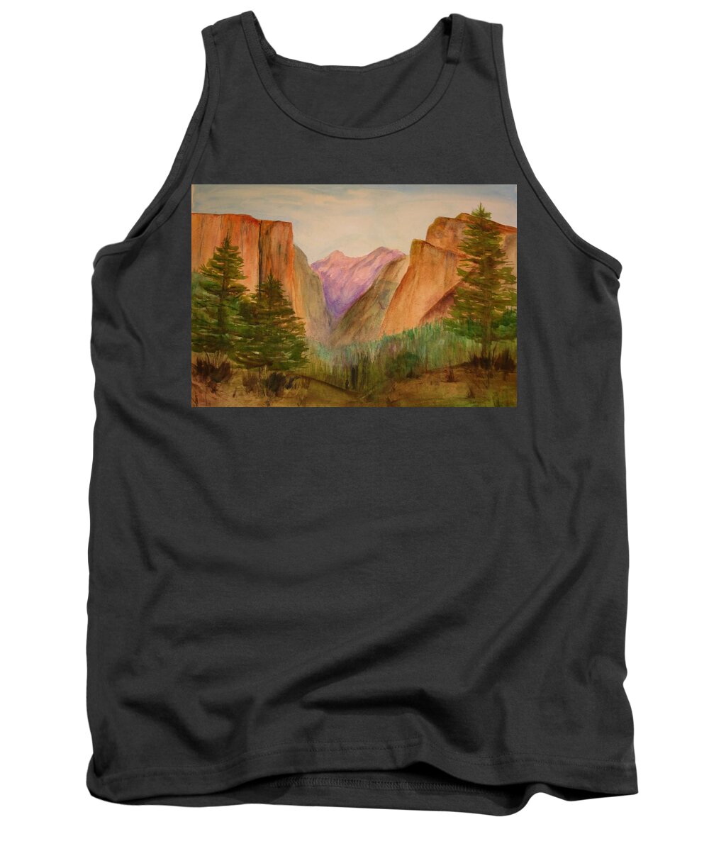 Landscape Tank Top featuring the painting Yosemite Valley by Julie Lueders 