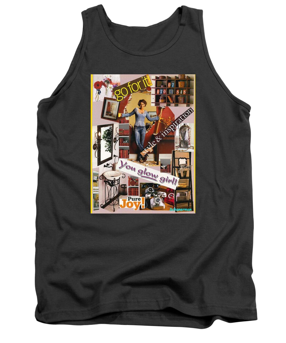 Collage Art Tank Top featuring the mixed media You've Got What it Takes by Susan Schanerman