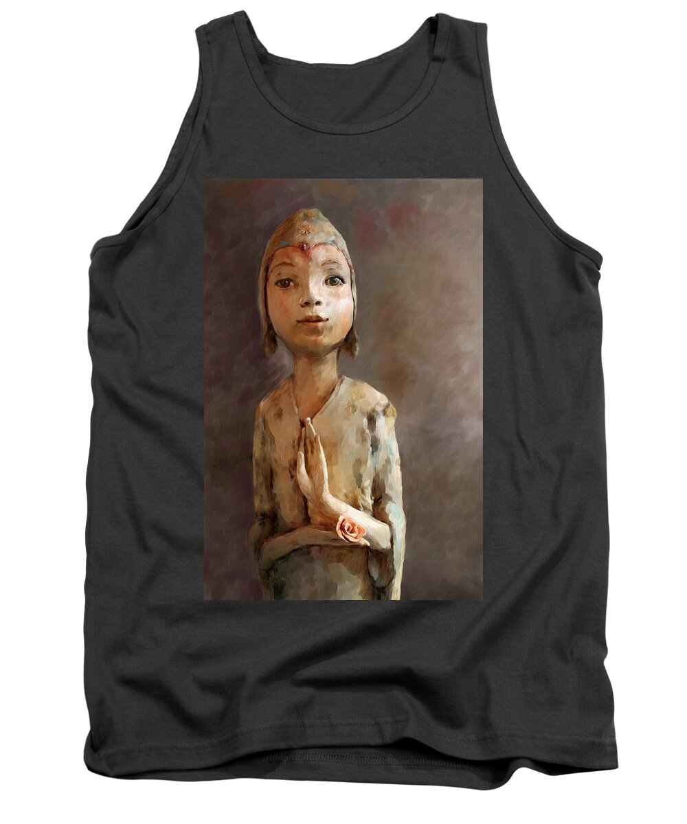 Meditation Tank Top featuring the painting Zen Be With You by Portraits By NC