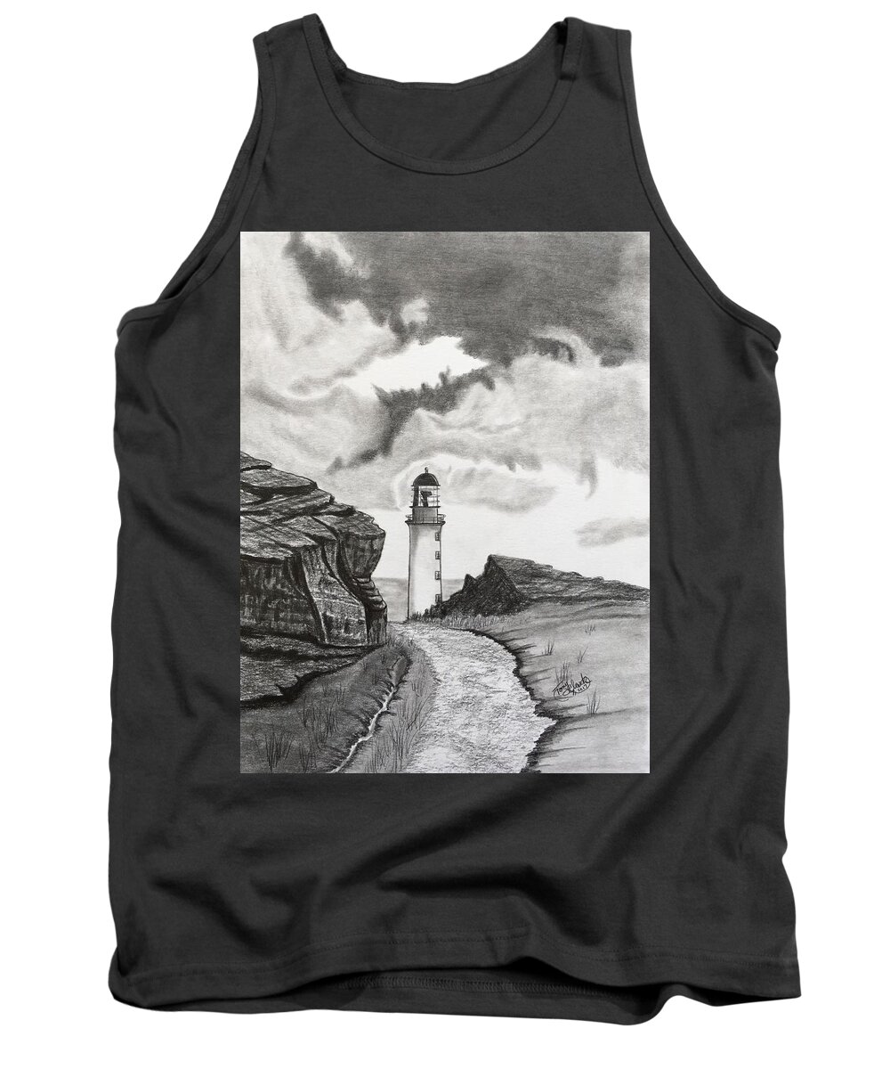 Light House Tank Top featuring the drawing Zoe's Light by Tony Clark