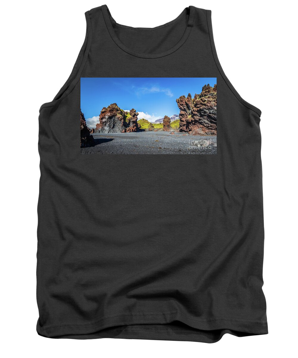 Lava Tank Top featuring the photograph Djupalonssandur beach, Iceland by Lyl Dil Creations