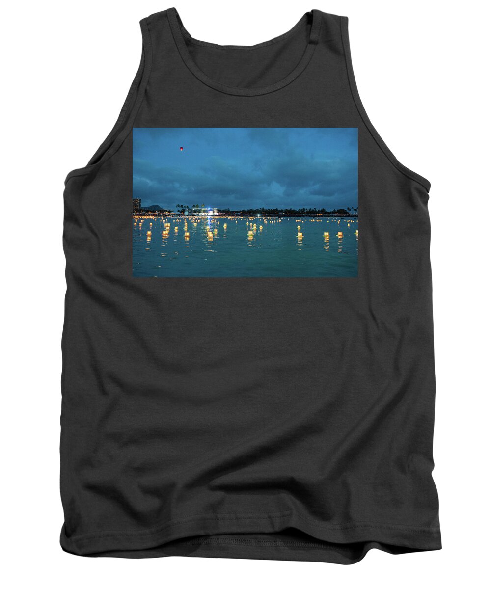 Lantern Tank Top featuring the photograph Floating Lanterns Hawaii #1 by Mark Duehmig