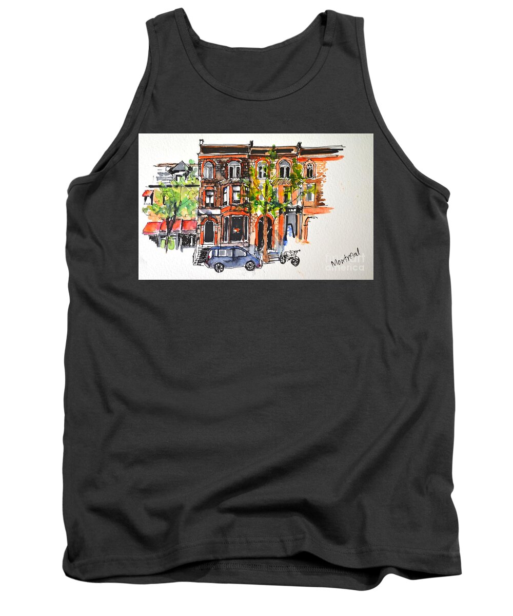 Buildings Tank Top featuring the painting Montreal #1 #1 by Betty M M Wong