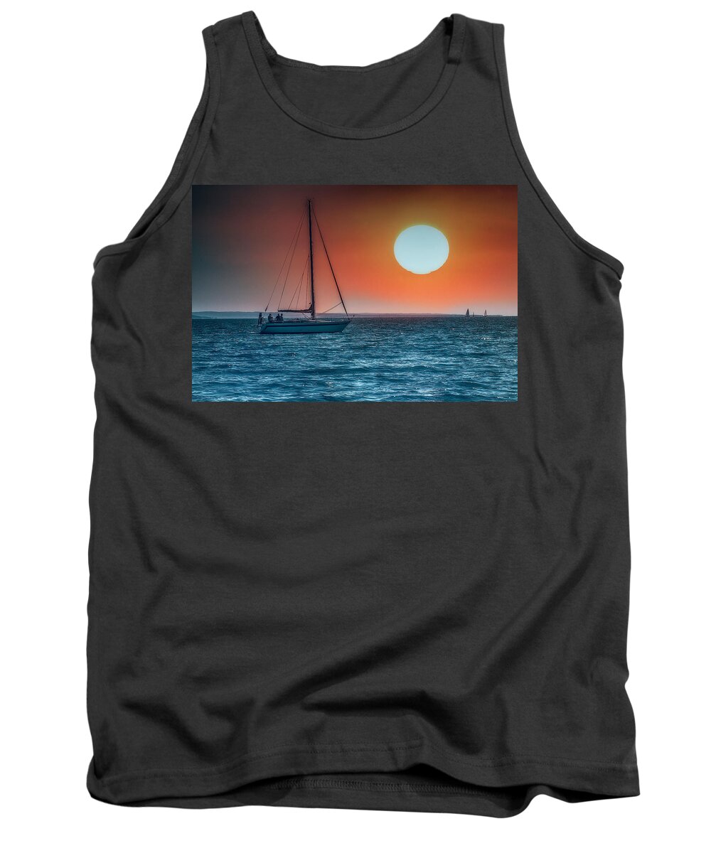 Composite Tank Top featuring the photograph Sailing into the sunset #1 by Wolfgang Stocker