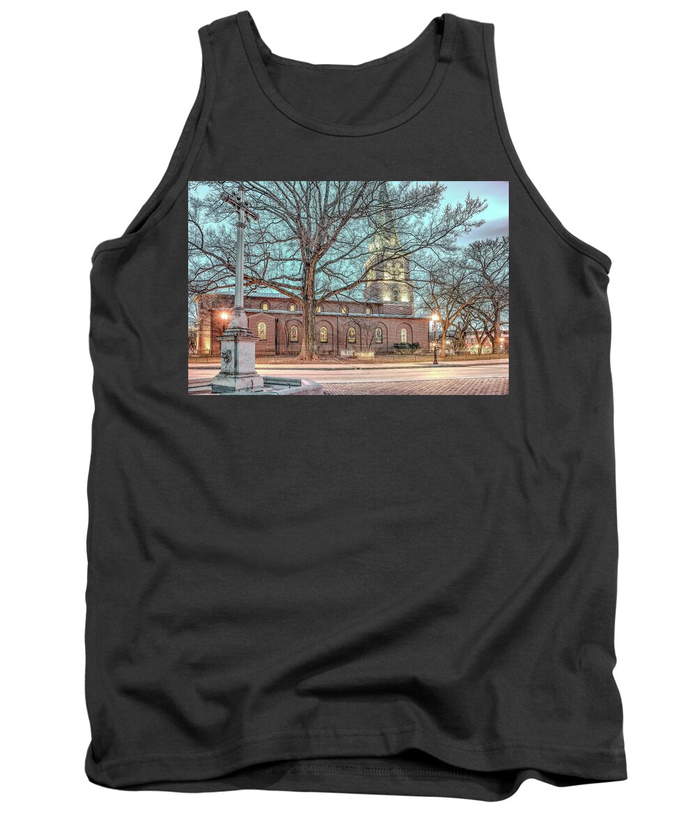 Lighting Tank Top featuring the photograph Saint Annes Circle with Fountain #1 by Jim Proctor