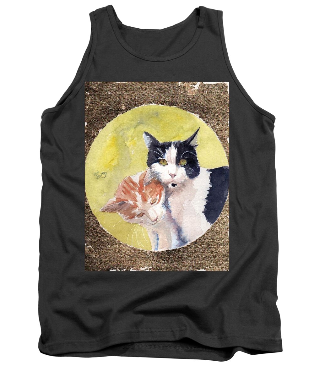 Tondo Tank Top featuring the painting Sparky and Friend #1 by Mimi Boothby