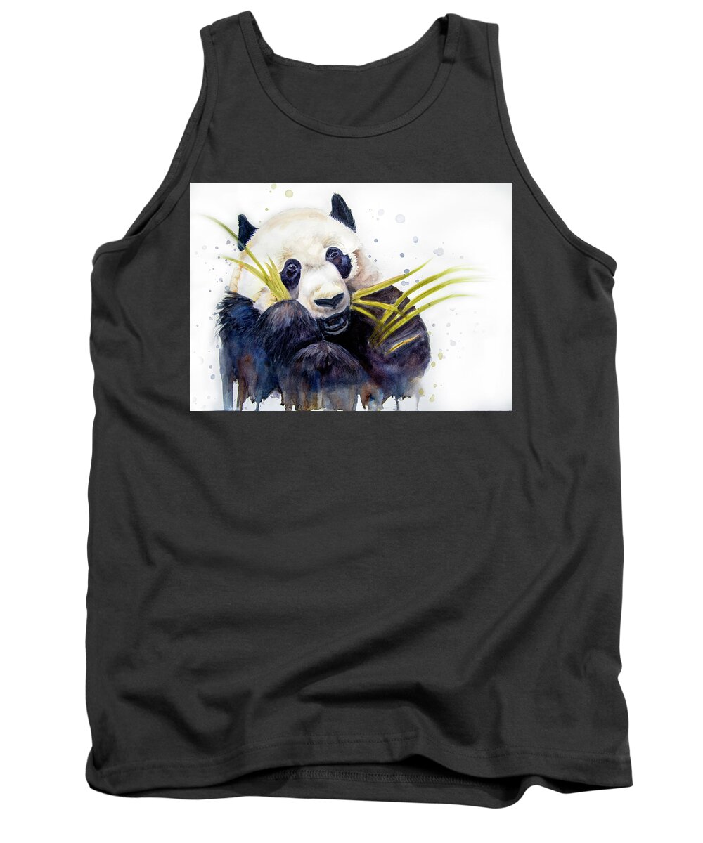 Panda Tank Top featuring the painting Sweet Panda by Jeanette Mahoney