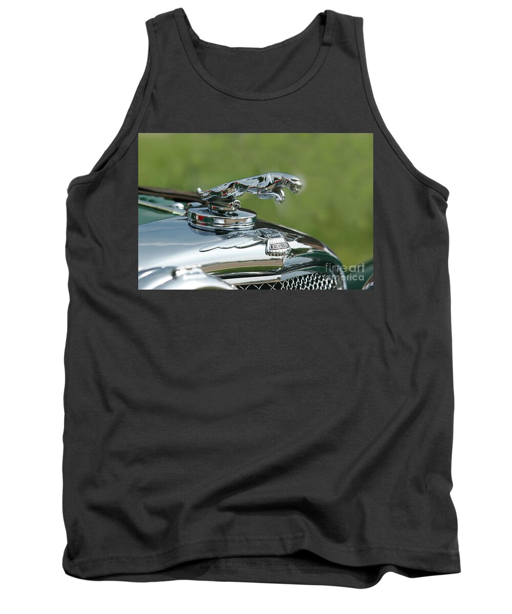 Vintage Tank Top featuring the photograph 1936 Jaguar Ss Flying Car Hood Ornament by Lucie Collins
