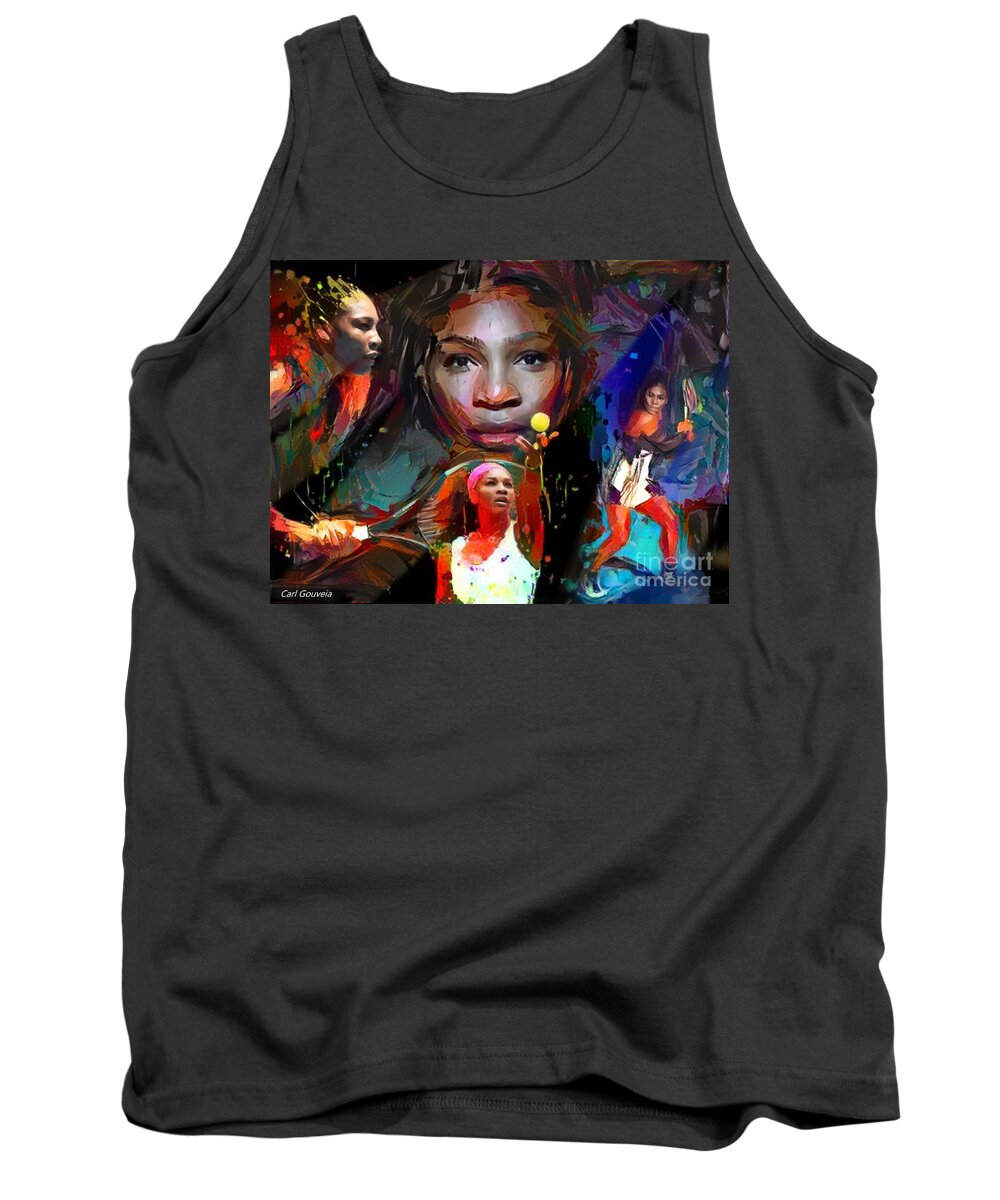 Serena Williams Tank Top featuring the mixed media Serena Williams #2 by Carl Gouveia