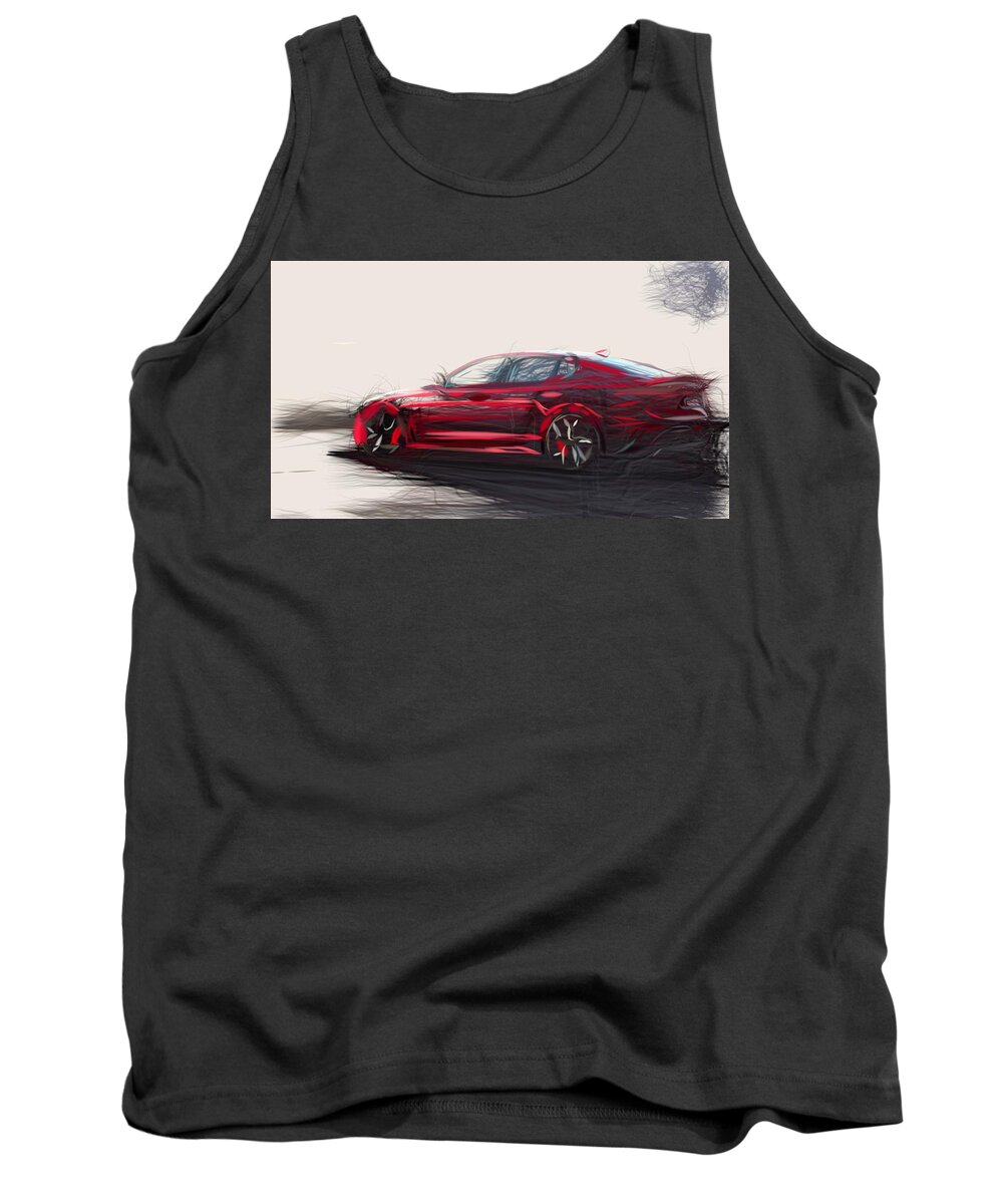 Kia Tank Top featuring the digital art Kia Stinger GT Drawing #4 by CarsToon Concept