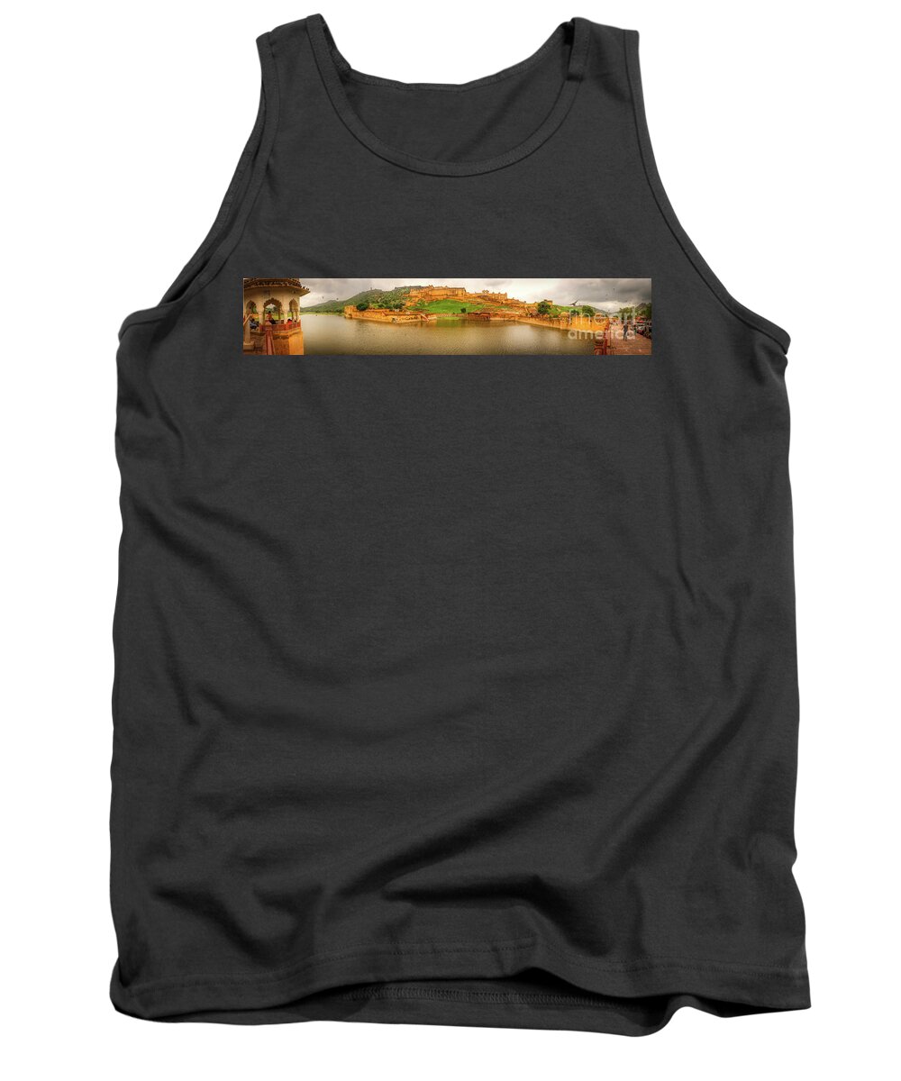 Amer Fort Tank Top featuring the photograph A wide panoramic view of Amer Fort - India by Stefano Senise