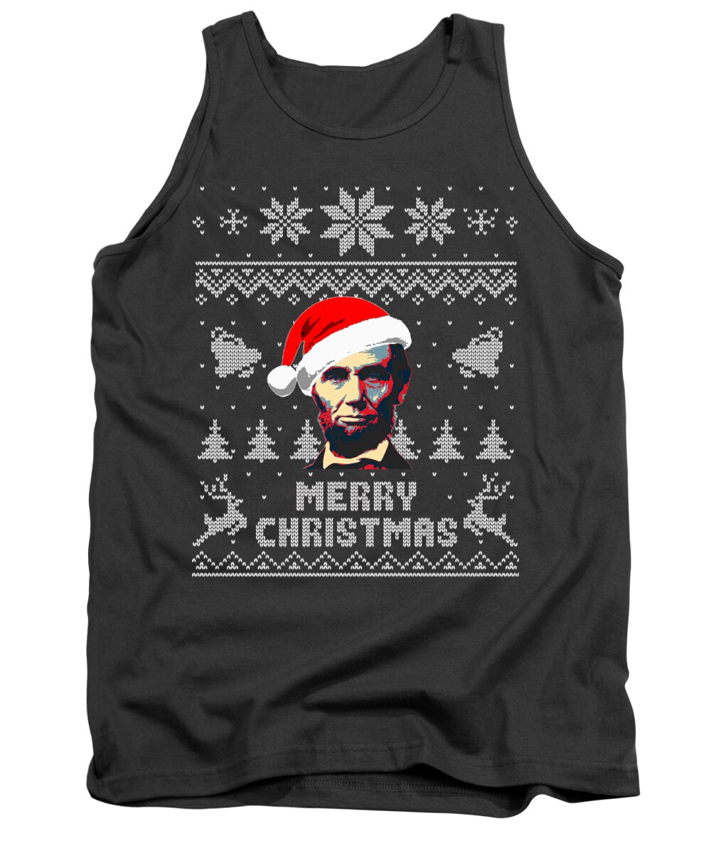 Christmas Tank Top featuring the digital art Abraham Lincoln Merry Christmas by Filip Schpindel