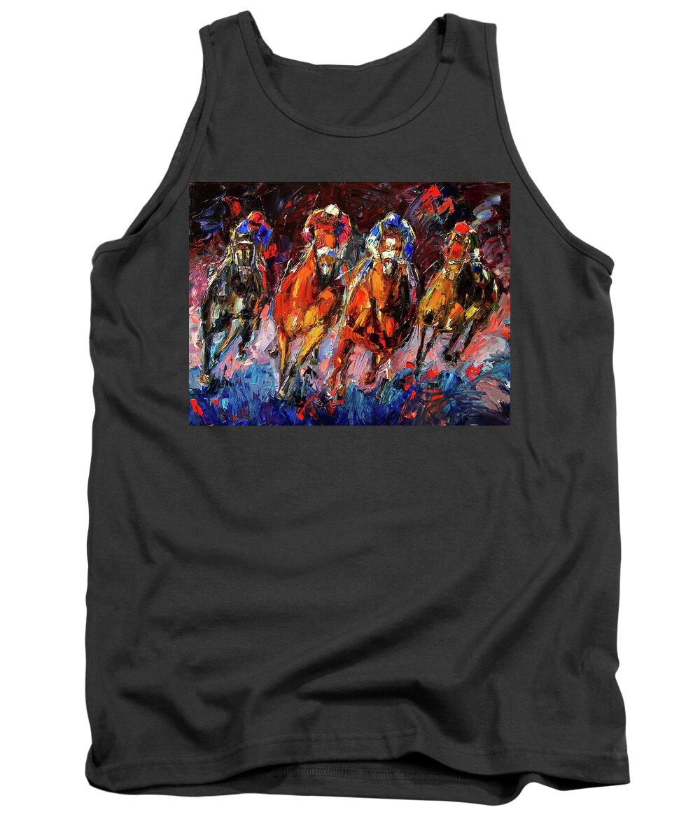 Horse Race Tank Top featuring the painting Adrenalin by Debra Hurd