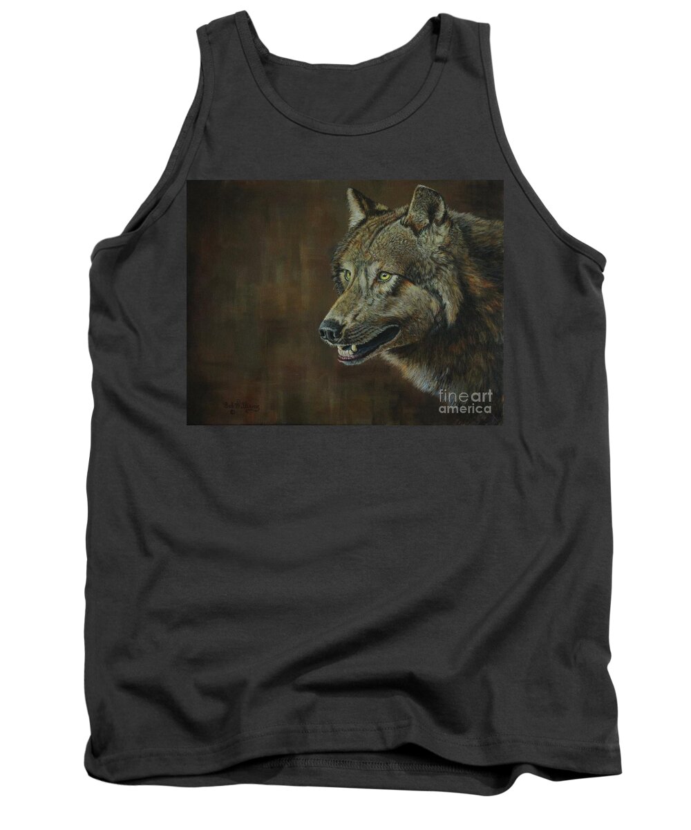 Wolf Tank Top featuring the painting Alpha Male ......The Gray Wolf by Bob Williams