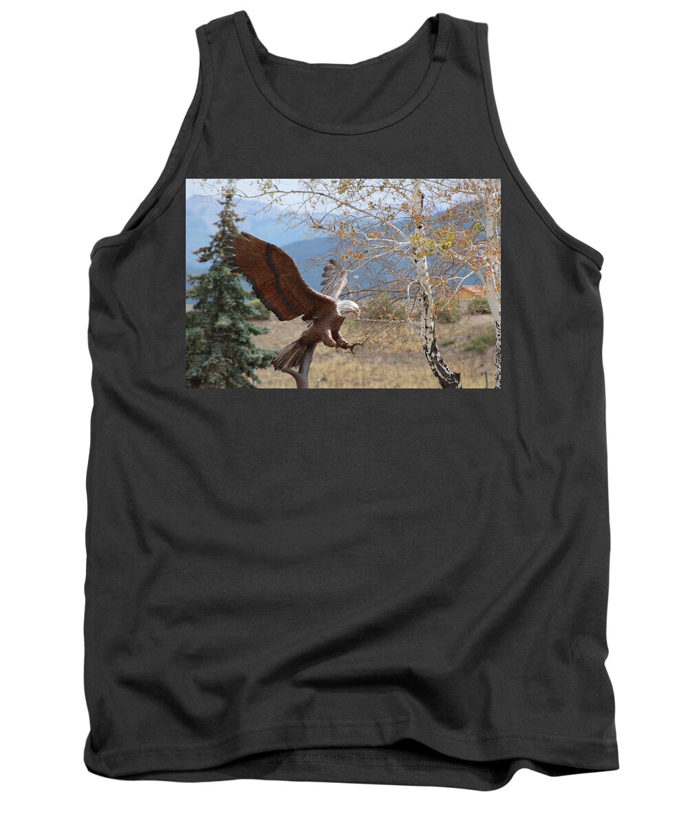 Eagle Tank Top featuring the photograph American Eagle in Autumn by Colleen Cornelius