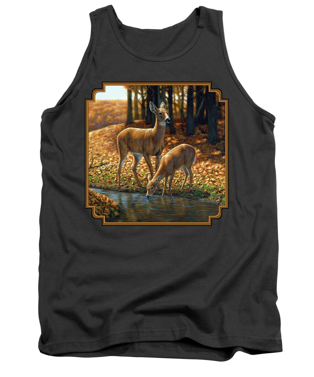 Deer Tank Top featuring the painting Whitetail Deer - Autumn Innocence 1 by Crista Forest