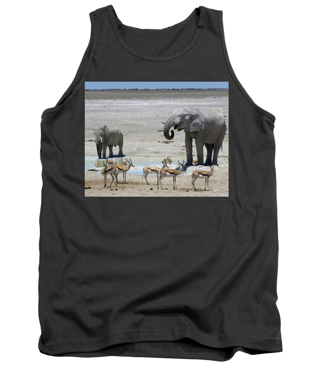 Africa Tank Top featuring the photograph At the water Hole ... by Eric Pengelly