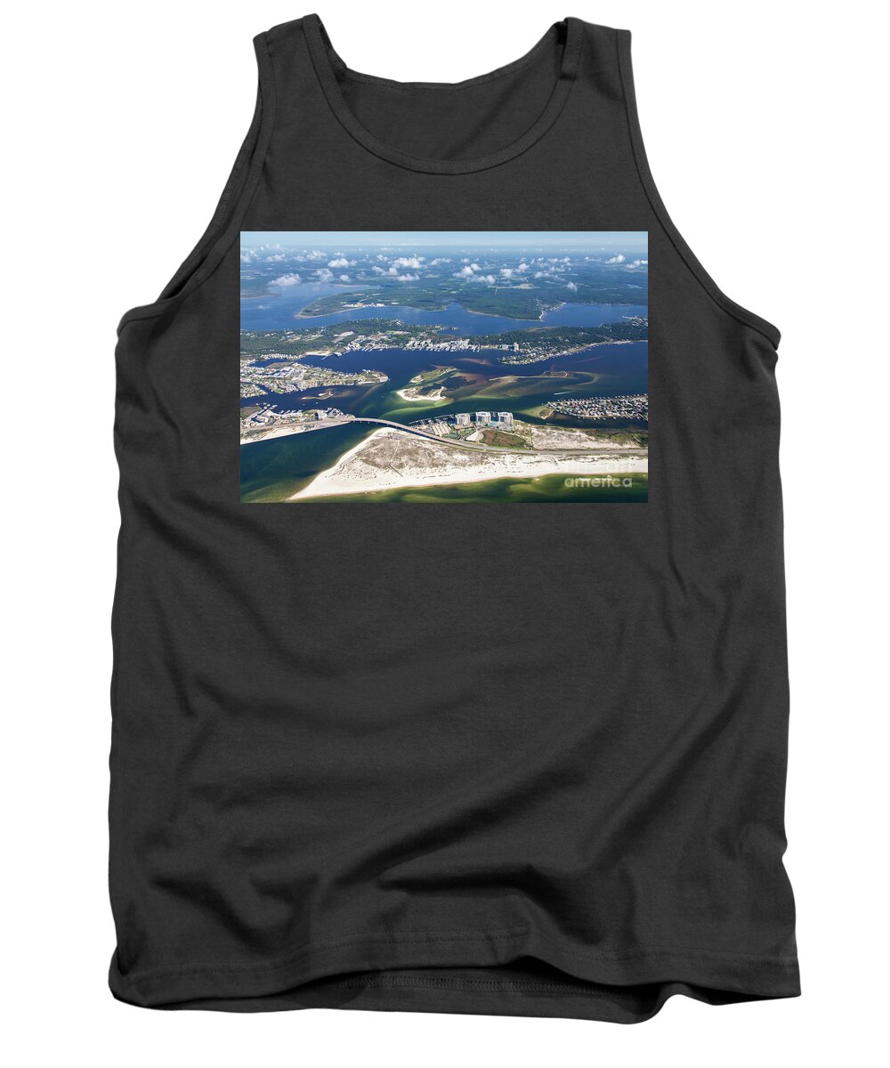 Gulf Shores Tank Top featuring the photograph Backwaters 5122-A by Gulf Coast Aerials -