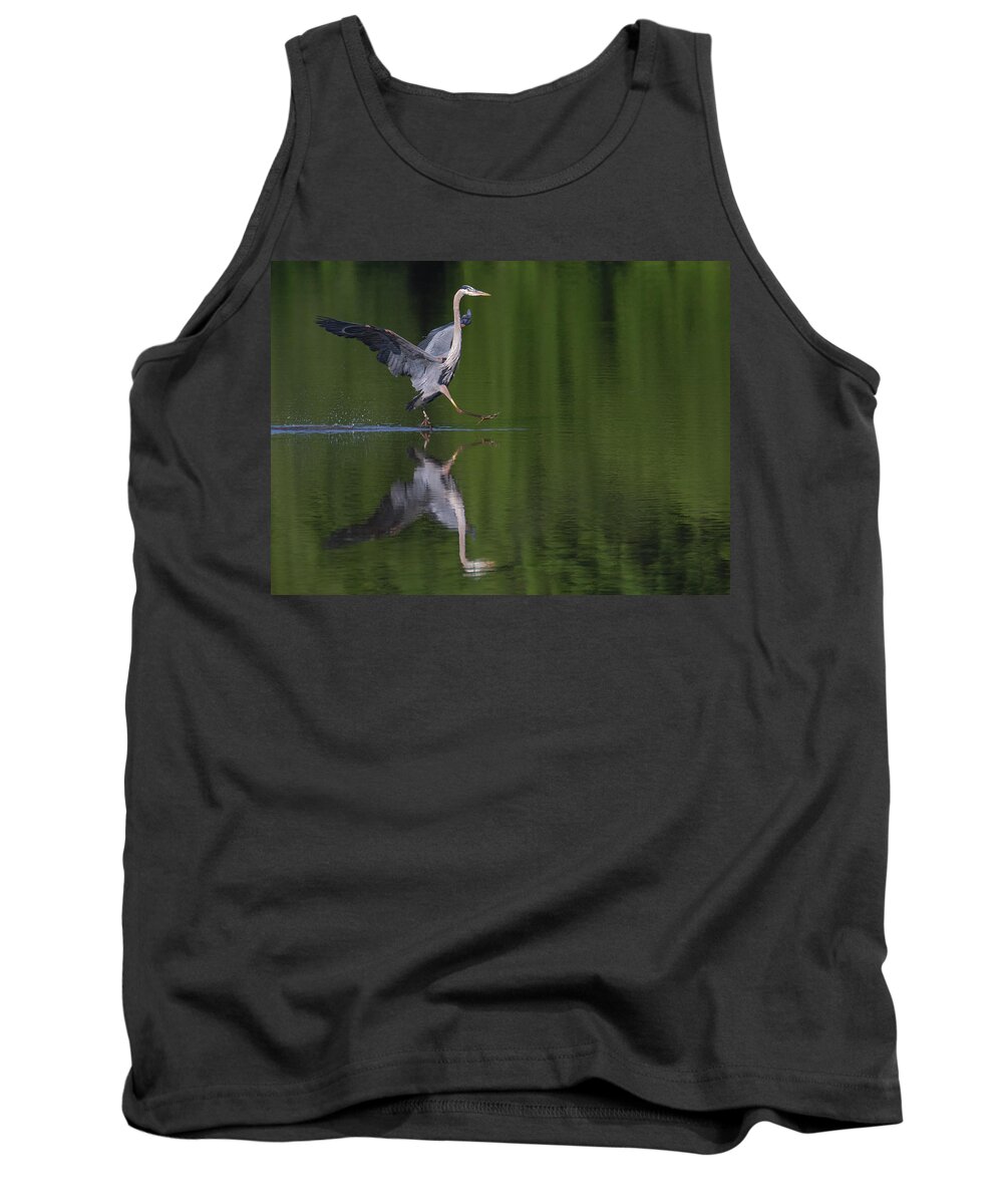 Great Blue Heron Tank Top featuring the photograph Beep Beep by Art Cole