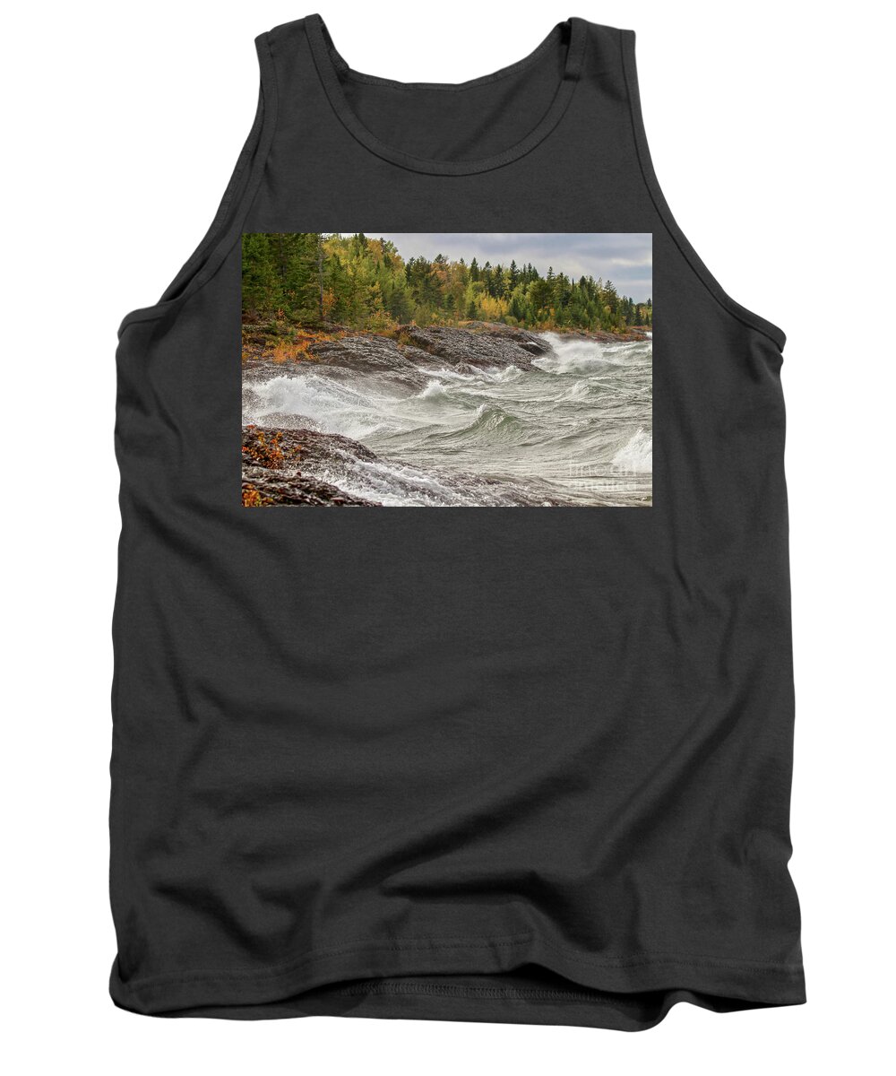 Big Waves Tank Top featuring the photograph Big Waves in Autumn by Susan Rydberg