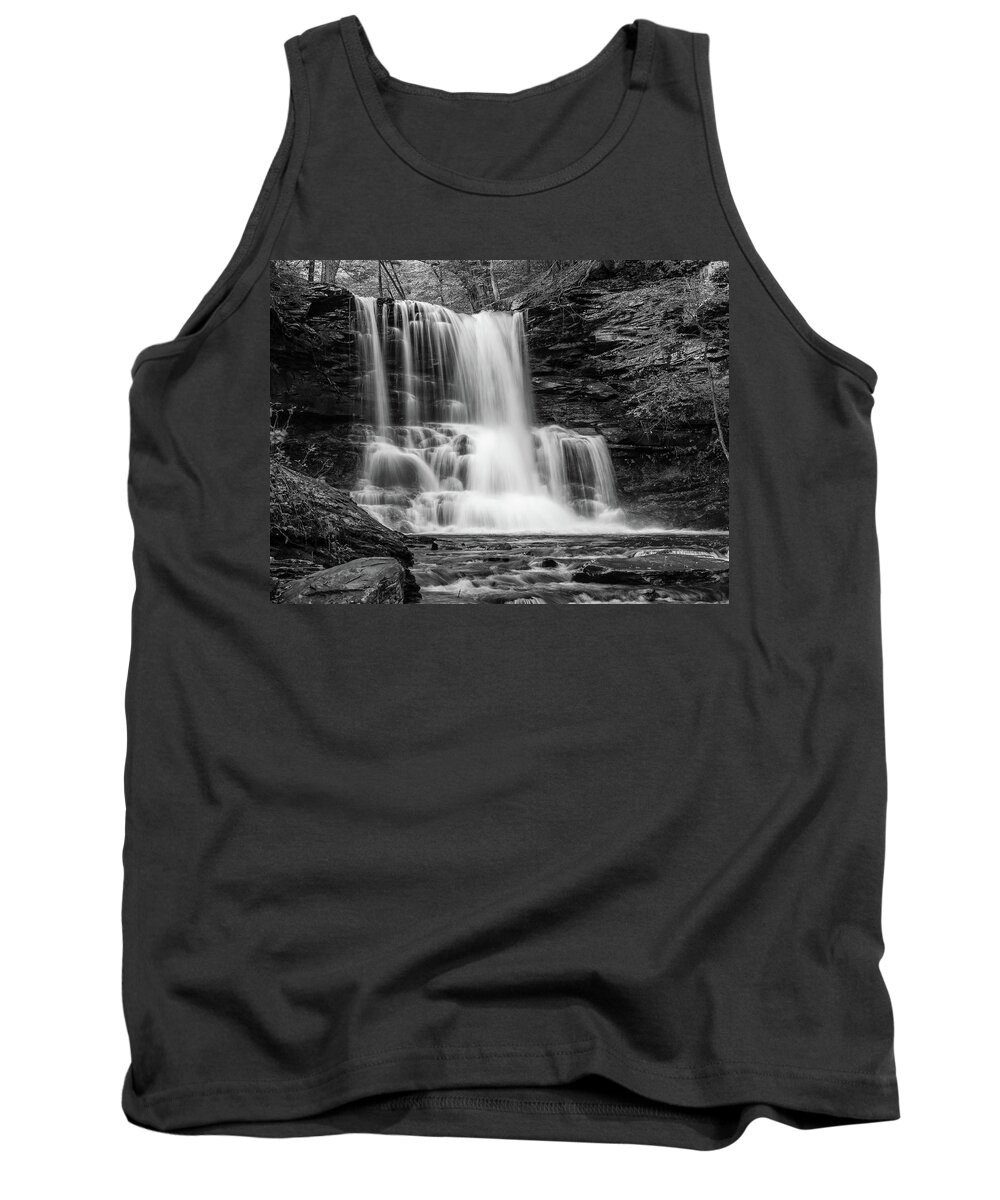 Nature Tank Top featuring the photograph Black and White Photo of Sheldon Reynolds Waterfalls by Louis Dallara