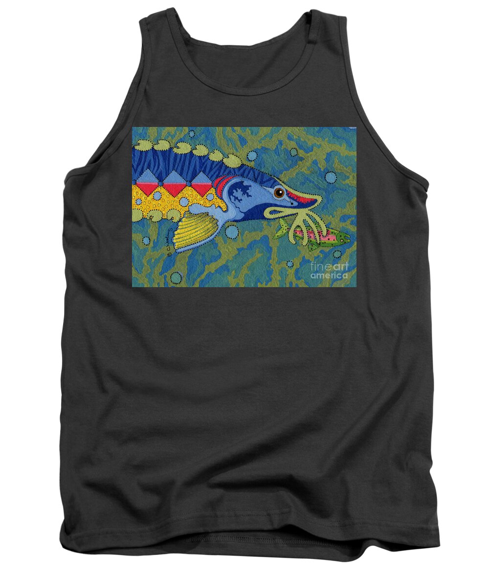 Native American Tank Top featuring the painting Blessed Sturgeon by Chholing Taha