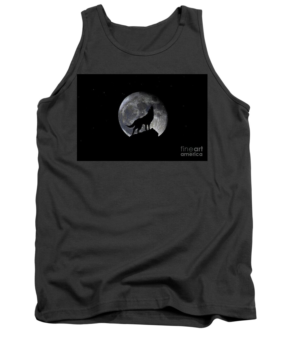 Bloodred Wolf Moon Tank Top featuring the photograph Pre Blood Red Wolf Supermoon Eclipse 873p by Ricardos Creations