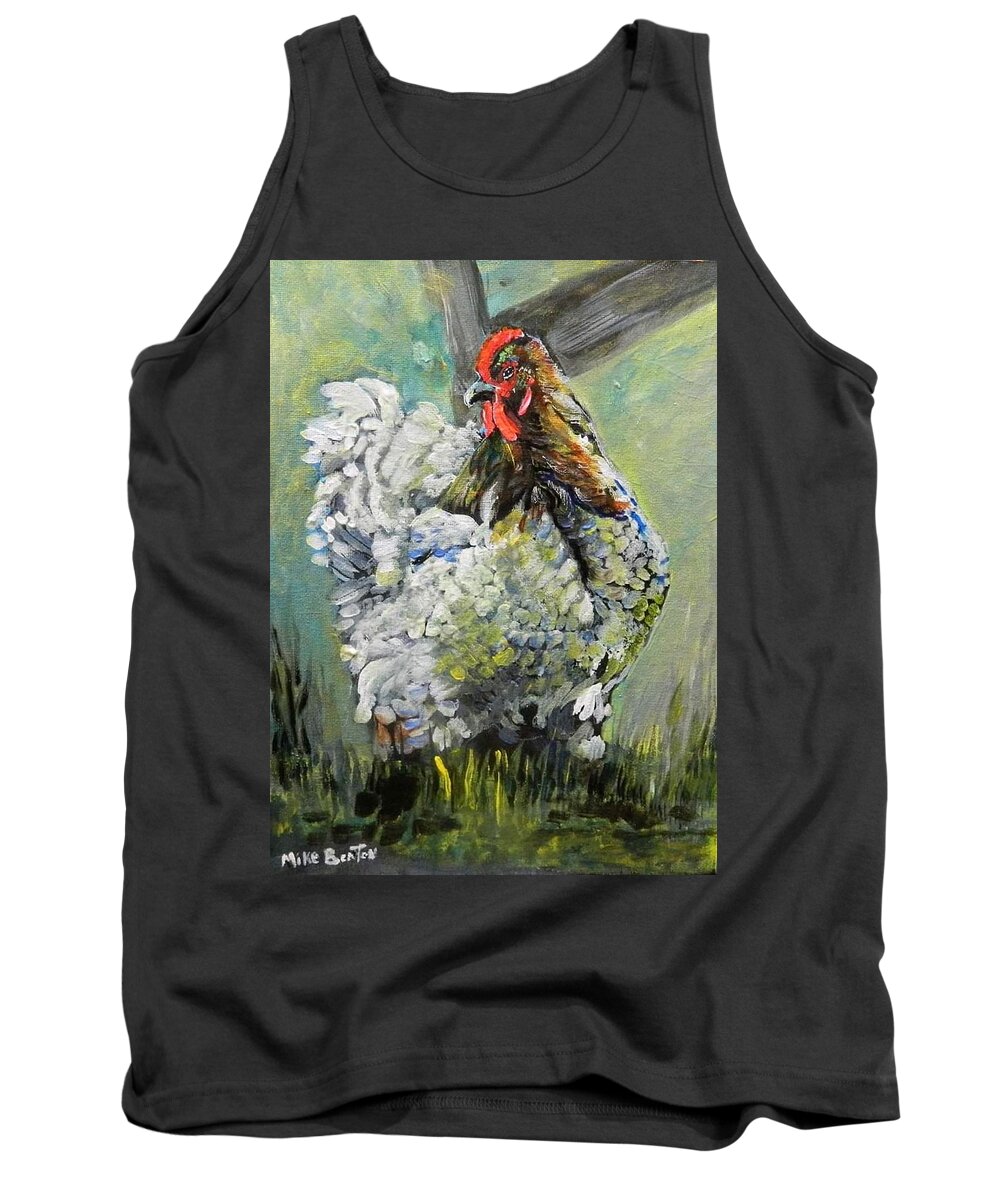 Chickens Tank Top featuring the painting Blue Hen by Mike Benton