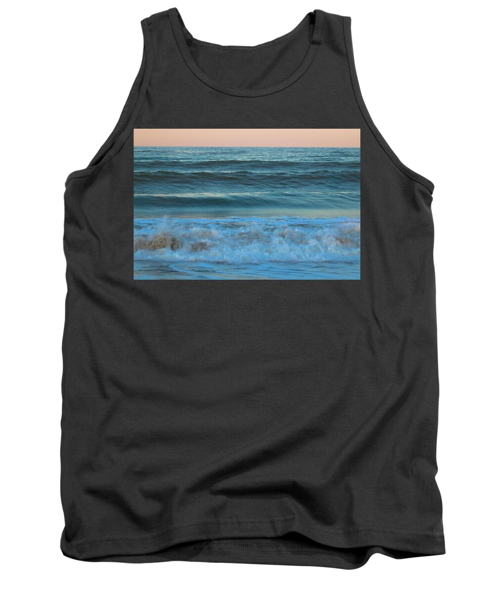 Blue Tank Top featuring the photograph Blue Waves Roll by T Lynn Dodsworth