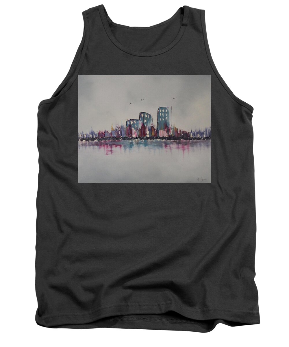 Stylized Impressionism Tank Top featuring the painting Blustered City by Berlynn