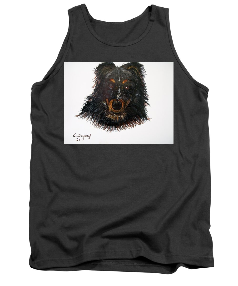 Border Tank Top featuring the drawing Border Collie Cross by Sharon Duguay