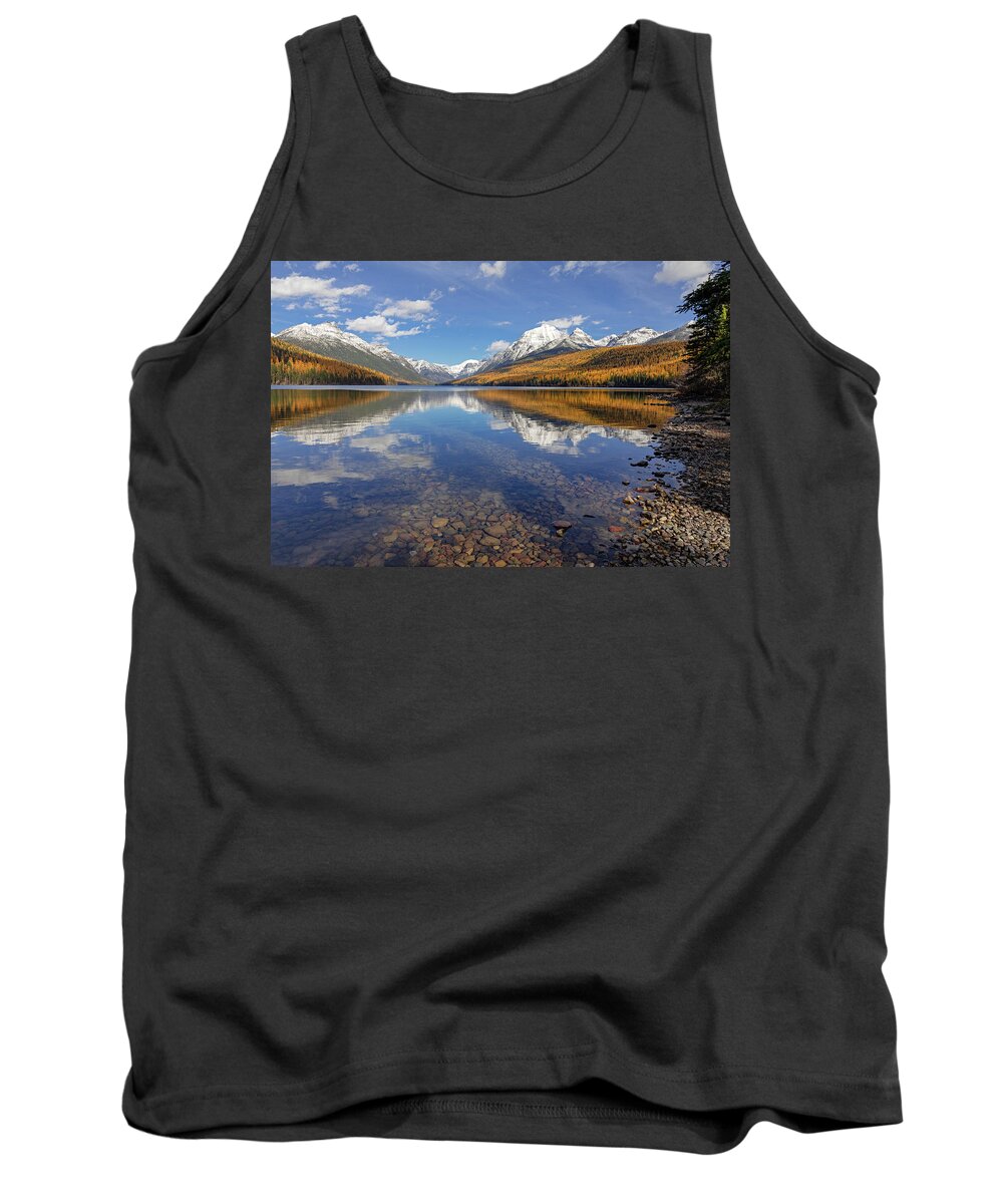 Bowman Lake Tank Top featuring the photograph Bowman Lake Autumn Afternoon by Jack Bell